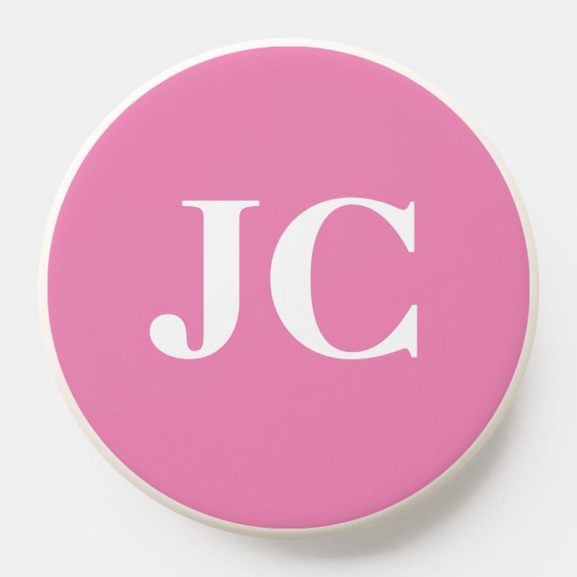 Pink Modern Monogram Girly PopSocket (Popsocket)