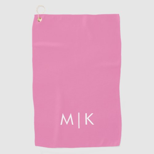 Pink  Modern Monogram Golf Towel