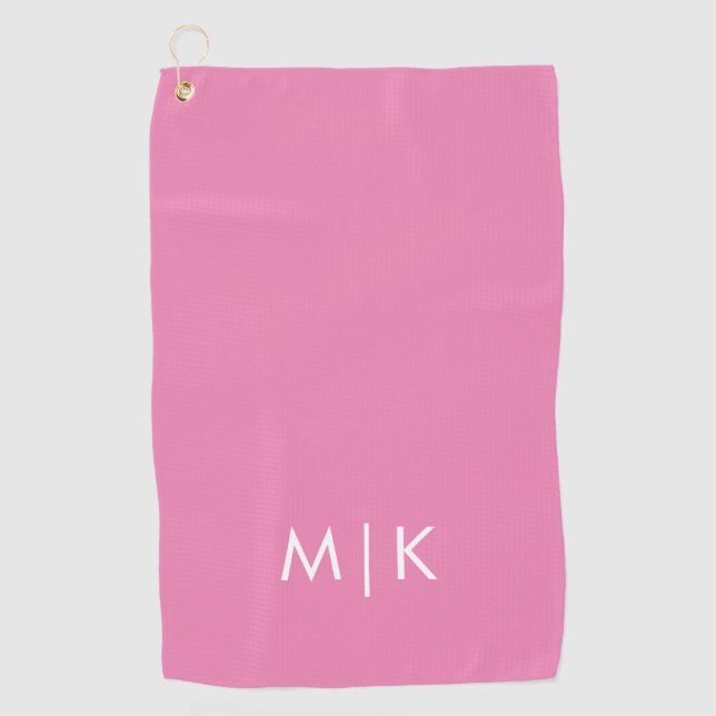 Pink | Modern Monogram Golf Towel (Front)