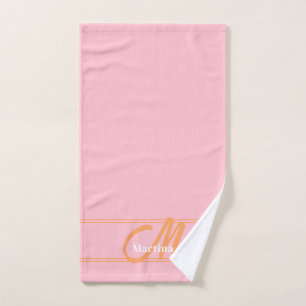 Pink Modern Monogram Initial Yoga Towel