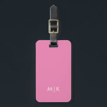 Pink | Modern Monogram Luggage Tag<br><div class="desc">This modern luggage tag design features a pink background,  with your initials in bold white text for a look that is simple and stylish,  yet professional.</div>