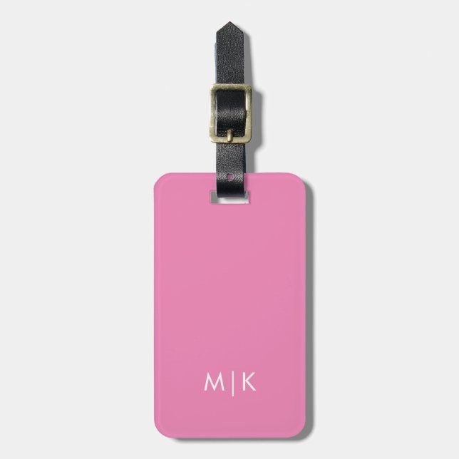 Pink | Modern Monogram Luggage Tag (Front Vertical)