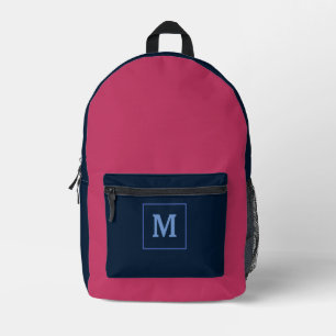 Pink Modern Monogram Name Custom  Printed Backpack