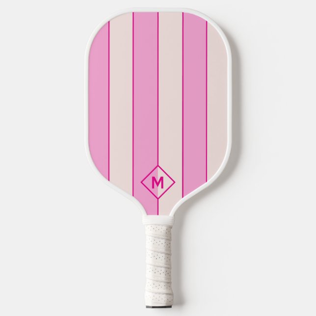 Pink Modern Monogram Pickleball Carbon Fiber Pickleball Paddle (Front)