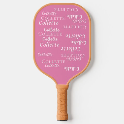 Pink Modern Monogrammed Minimal Simple Classic Pickleball Paddle