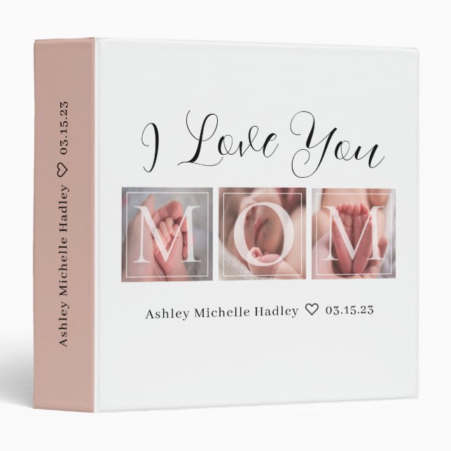 Pink Modern New Baby's First Year 3 Ring Binder (Front/Spine)