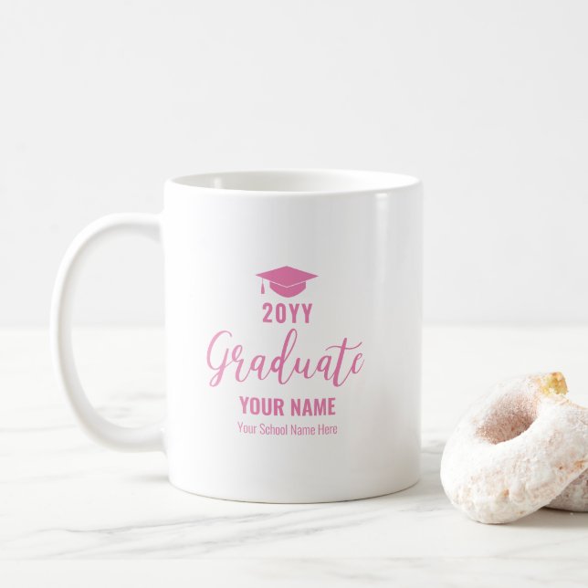 Pink | Modern Personalized Graduation Gifts Mug (With Donut)