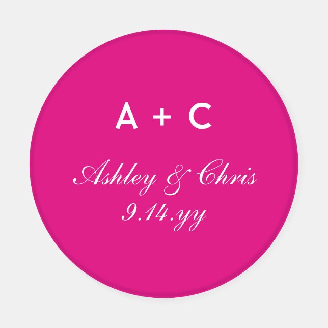 Pink Modern Personalized Wedding Reception Favor Coaster Set (Single)