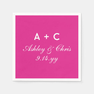Pink Modern Personalized Wedding Reception Favor Napkins