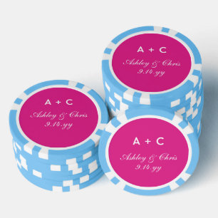 Pink Modern Personalized Wedding Reception Favor Poker Chips