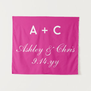 Pink Modern Personalized Wedding Reception Sign Tapestry