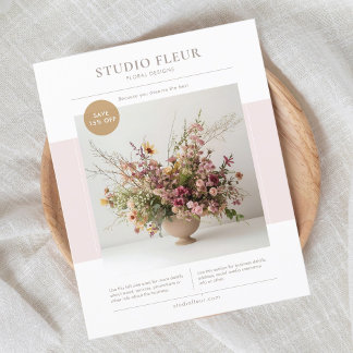 Pink | Modern Photo Floral Business Marketing Flyer
