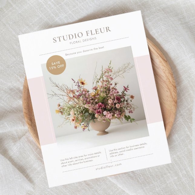 Pink | Modern Photo Floral Business Marketing  Flyer (Creator Uploaded)