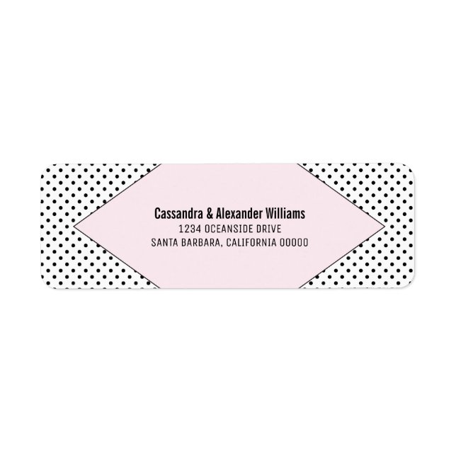 Pink Modern Polka Dots Wedding Label (Front)