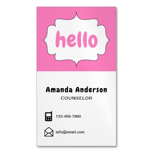 Pink Modern Professional Counselor Business Card Magnet