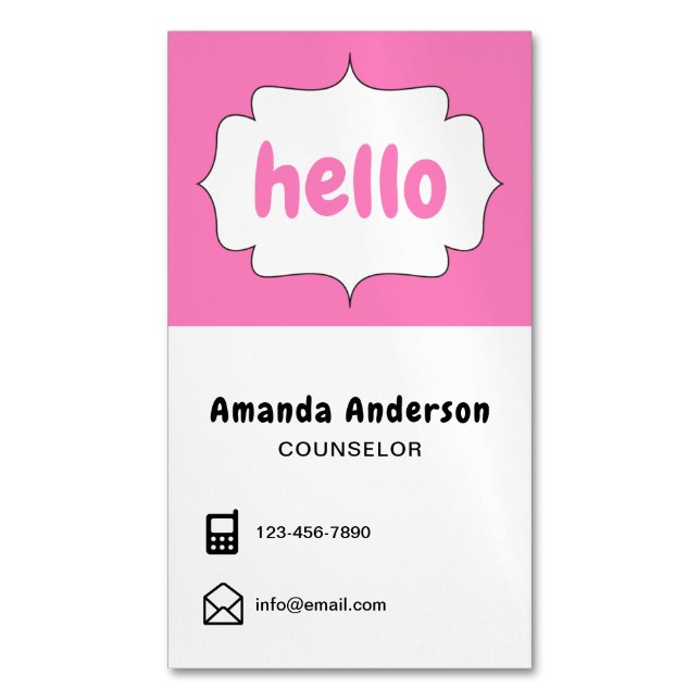 Pink Modern Professional Counselor Business Card Magnet (Front Vertical)