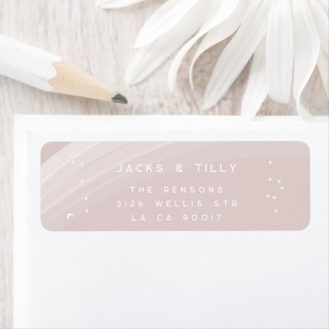 Pink Modern Rainbow and stars White Baby Shower Label (Insitu)