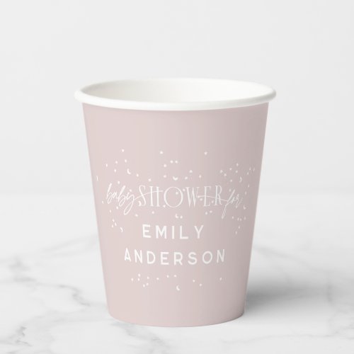 Pink Modern Rainbow and stars White Baby Shower Paper Cups