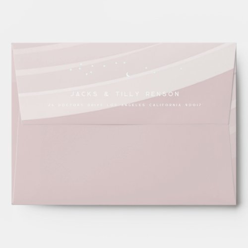 Pink Modern Rainbow and stars White Return Address Envelope