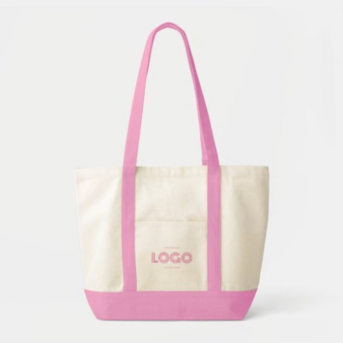 Pink Modern Rectangular Logo Promo Tote Bag