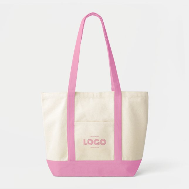 Pink Modern Rectangular Logo Promo Tote Bag (Front)