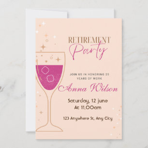 Pink Modern Retirement Party Invitation
