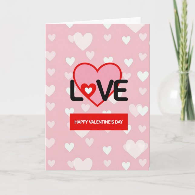 Pink Modern Romantic Valentines Day Card (Front)