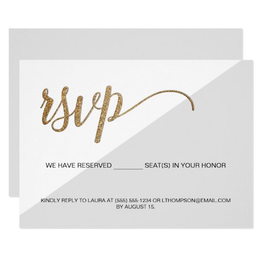 Pink Modern RSVP Gold No mailing Reserved Seat Invitation