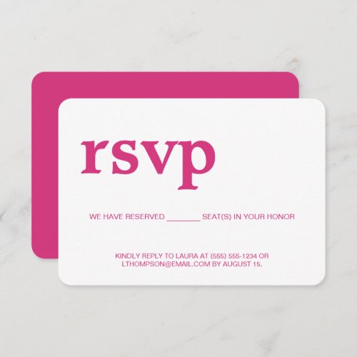 Pink Modern RSVP without mailing Reserved Seat