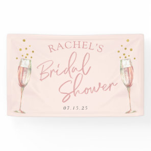Pink modern script champagne bridal shower welcome banner