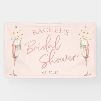 Pink modern script champagne bridal shower welcome banner