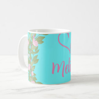 Pink Modern Script Girly Monogram Name Coffee Mug