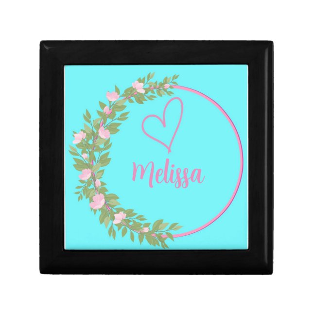 Pink Modern Script Girly Monogram Name  Gift Box (Front)