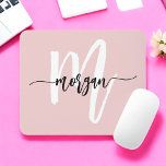 Pink Modern Script Girly Monogram Name Mouse Pad<br><div class="desc">Enhance your desk with the Pink Modern Script Girly Monogram Name Mouse Pad. This eye-catching pad showcases a stylish blush pink design with a contemporary script monogram, adding a personal touch to your workspace. Crafted for durability, it provides a smooth, reliable surface for effortless mouse movements. The non-slip backing ensures...</div>