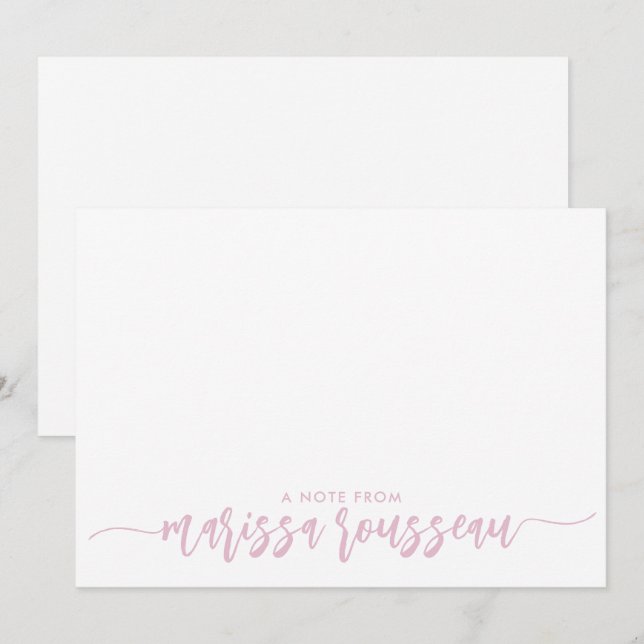 Pink Modern Script Name Personalized A Note From Card (Front/Back)