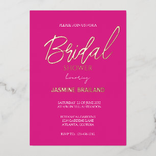 Pink Modern Simple Bridal Shower Gold Foil Invitation