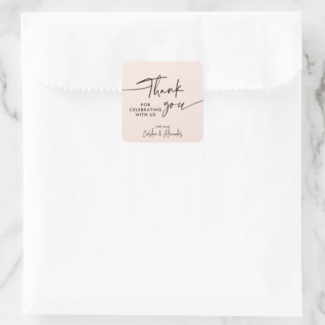 Pink modern, simple Thank You Sticker (Bag)