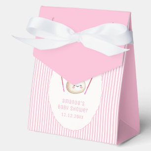 Pink Modern Stripe Bow Asian Dumpling Baby Shower Favor Boxes