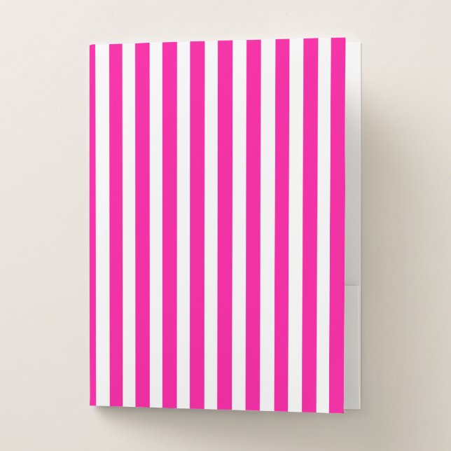 Pink Modern Stripes Pocket Folder (Front)