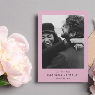 Pink Modern Stylish Minimal Photo Save the Date