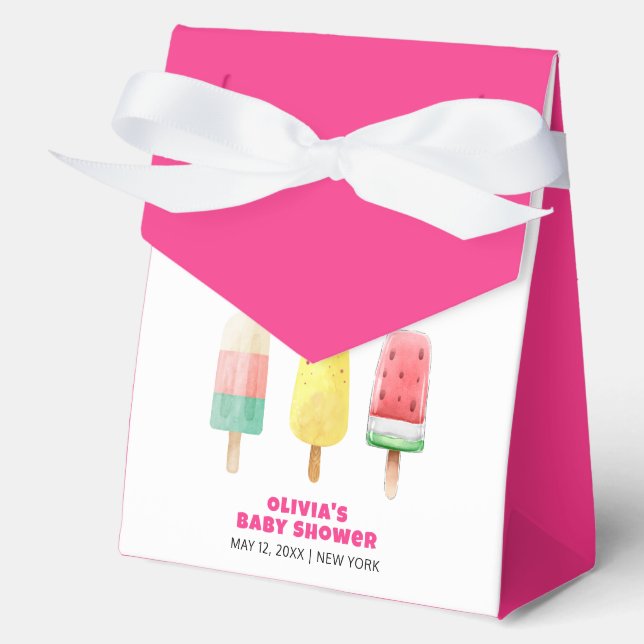 Pink Modern Summer Popcicle Ice Cream Baby Shower  Favor Boxes (Front)