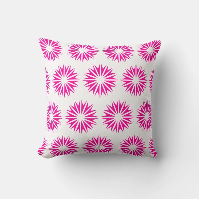 Pink Modern Sunbursts Throw Pillow (Front)