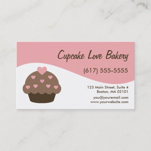 Customizable Pink Modern Swirl Cupcake Business Cards
