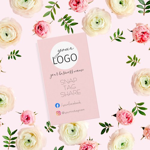 Pink Modern Tag Share Social Media Business Card