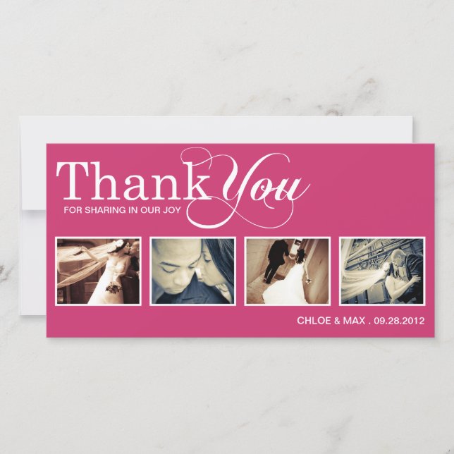 PINK MODERN THANKS | WEDDING THANK YOU CARD (Front)
