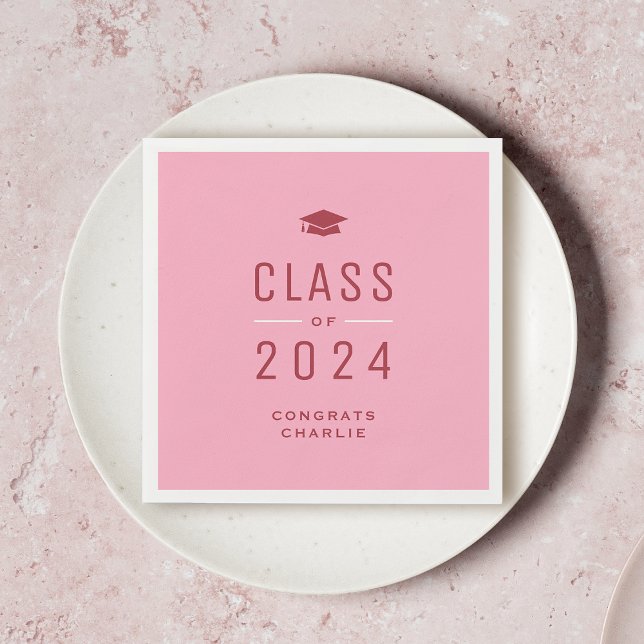 Pink Modern Typography Class of 2024 Graduation Napkins (Pink Modern Typography Class of 2024 Graduation Napkins)