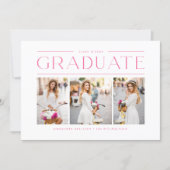 Pink Modern Typography Photo Collage Graduation Invitation (Front)
