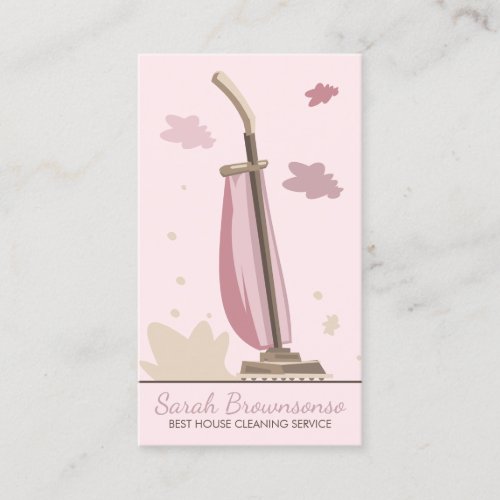Pink Modern Vacuum Cleaner House Clean Business Card