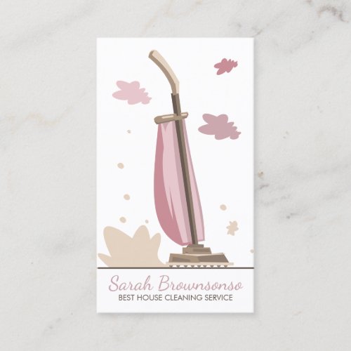 Pink Modern Vacuum Cleaner House Cleaning Business Card