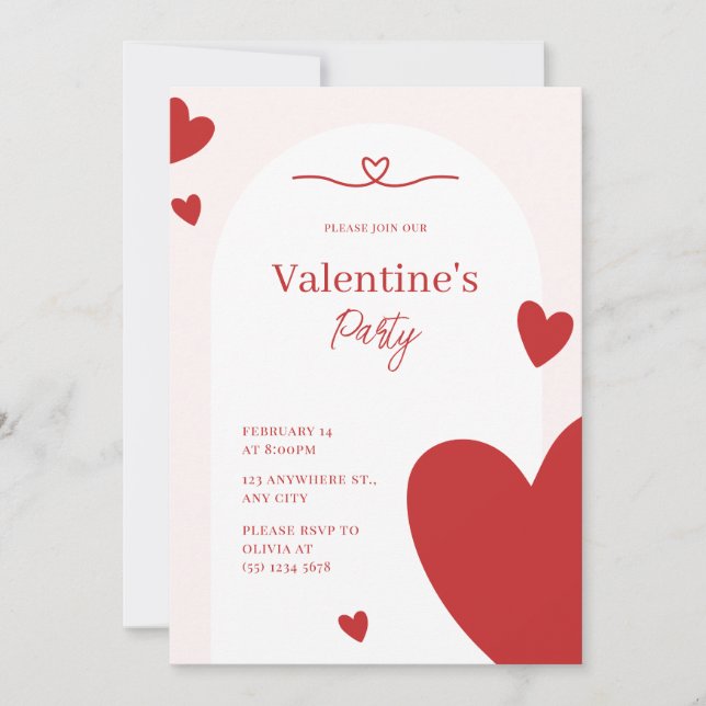 Pink Modern Valentines Day Party Invitation (Front)